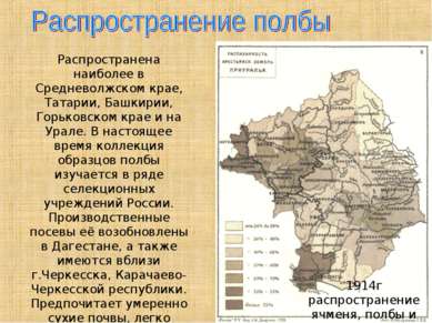1914г распространение ячменя, полбы и льна Распространена наиболее в Среднево...