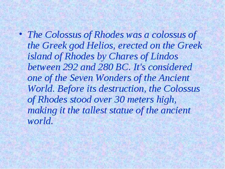Essay About Colossus Of Rhodes
