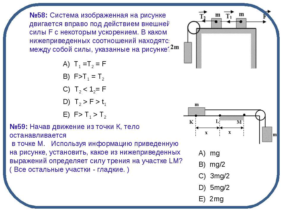 В системе изображенной на рисунке определите ускорение В системе изображенной на рисунке определите ускорение