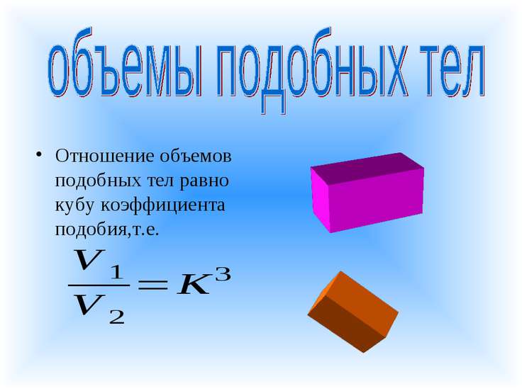Объемы тел - презентация по Геометрии
