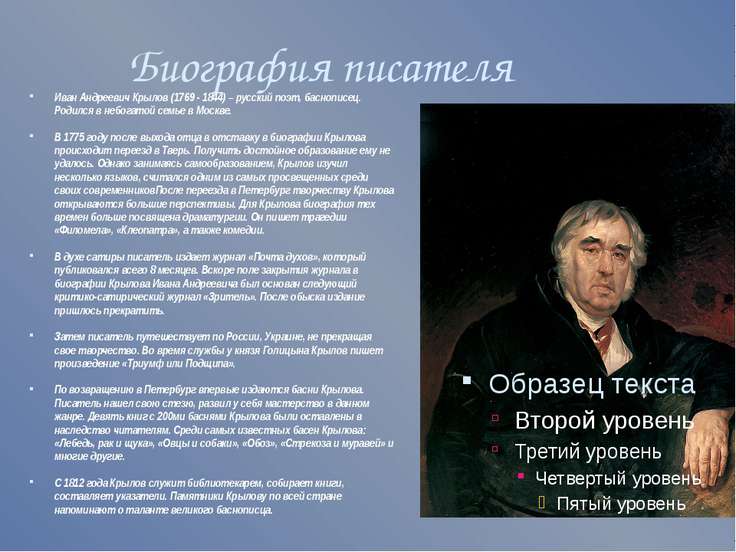 Презентация крылов биография