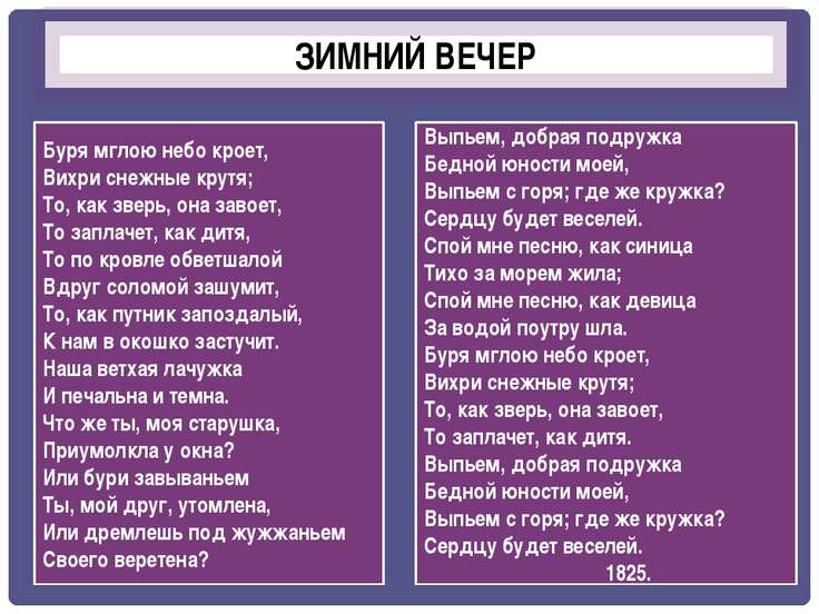 Читать стих пушкина зимнее вечер Читать стих пушкина зимнее вечер