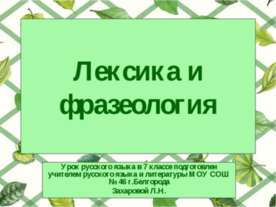 Лексика и фразеология (7 класс)