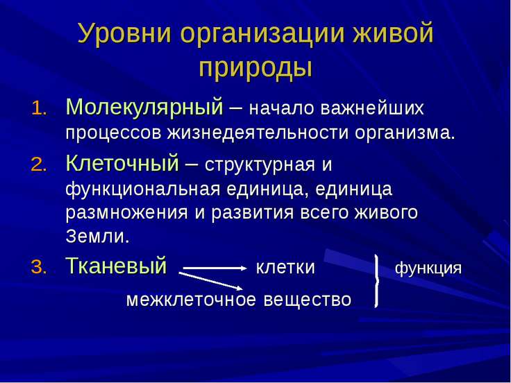 Уровни организации живого презентация