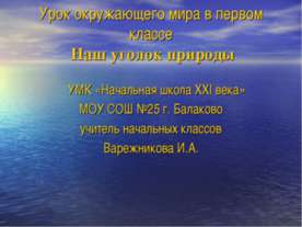 Наш уголок природы