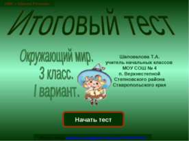 Итоговый тест I вариант