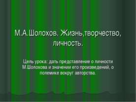 М.А.Шолохов. Жизнь,творчество, личность