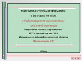 Информационное моделирование как метод познания