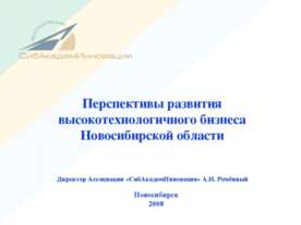 Перспективы развития высокотехнологичного бизнеса Новосибирской области