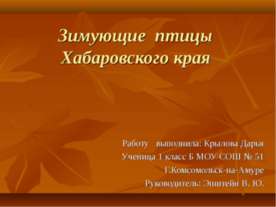 Зимующие птицы Хабаровского края (1 класс)