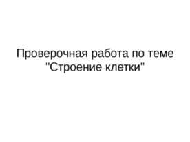 Проверочная работа по теме «Строение клетки»
