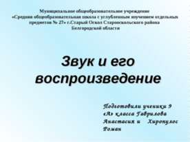 Звук и его воспроизведение