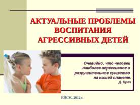 Актуальные проблемы воспитания агрессивных детей