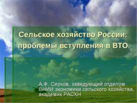 Сельское хозяйство России: проблемы вступления в ВТ