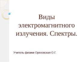 Виды электромагнитного излучения. Спектры