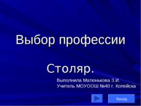 Выбор профессии. Столяр