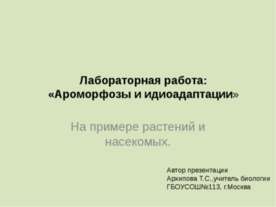 Ароморфозы и идиоадаптации. На примере растений и насекомых