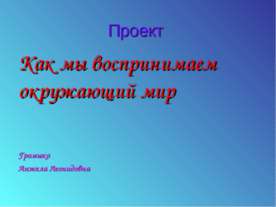 Как мы воспринимаем окружающий мир