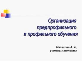 Организация предпрофильного и профильного обучения