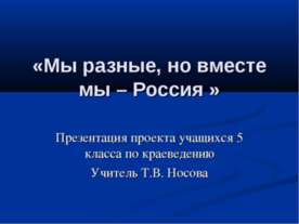 Мы разные, но вместе мы – Россия