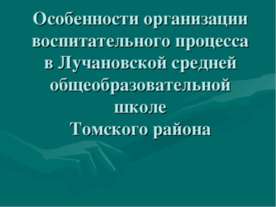 Особенности организации воспитательного процесса в Лучановской средней общеоб...