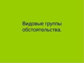 Видовые группы обстоятельства