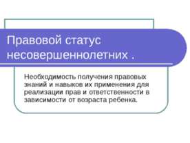 Правовой статус несовершеннолетних