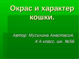 Окрас и характер кошки