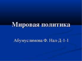 Мировая политика