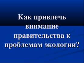 Как привлечь внимание правительства к проблемам экологии