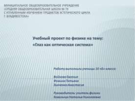 Глаз как оптическая система (10 класс)