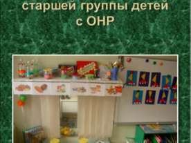 Речевой коррекционно - развивающий центр старшей группы детей с ОНР