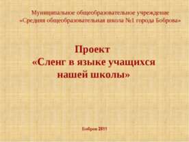 Сленг в языке учащихся нашей школы