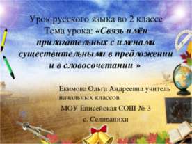 Связь имён прилагательных с именами существительными в предложении и в словос...