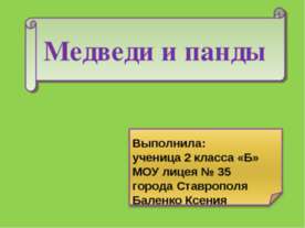 Медведи и панды