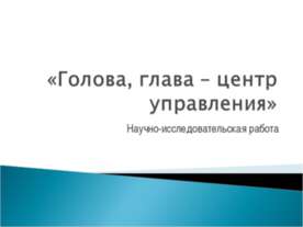 Голова, глава – центр управления