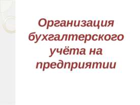 Организация бухгалтерского учёта на предприятии