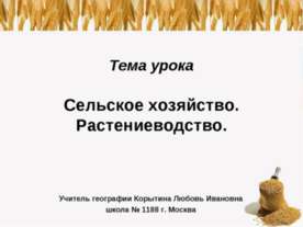 Сельское хозяйство. Растениеводство
