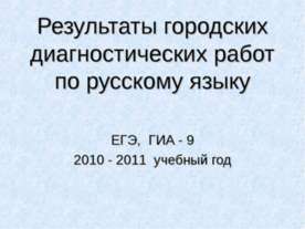 Результаты городских диагностических работ по русскому языку