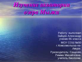 Изучение акватории озера Мылки