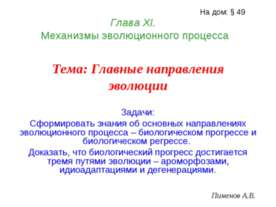 Главные направления эволюции