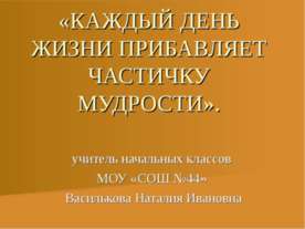Каждый день жизни прибавляет частичку мудрости