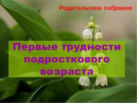 Первые трудности подросткового возраста