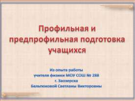 Профильная и предпрофильная подготовка учащихся