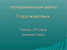 Глаза животных 3 класс
