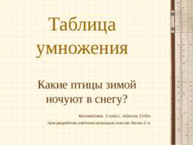 Таблица умножения (2 класс)
