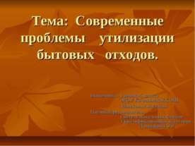 Современные проблемы утилизации бытовых отходов