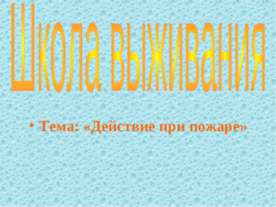 Школа выживания «Действие при пожаре»