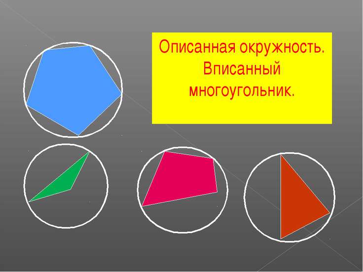 Выберите рисунки на которых окружность не вписана в многоугольник