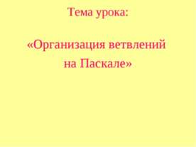 Организация ветвлений на Паскале